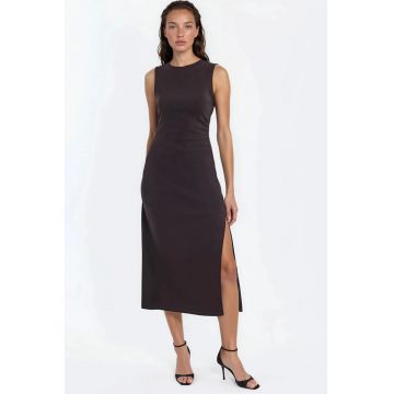 Rochie Midi -  Femei - Maro castaniu - 71% bumbac - fara maneci