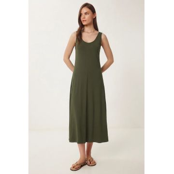 Rochie Midi - Happiness Istanbul - bumbac - kaki