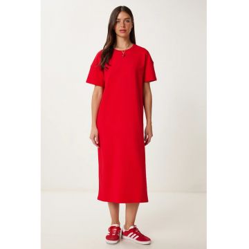Rochie midi - Happiness Istanbul - bumbac - Rosu