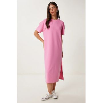 Rochie midi - Happiness Istanbul - bumbac - roz pudra