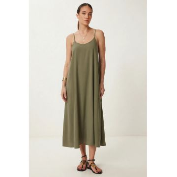 Rochie Midi Happiness Istanbul - Croiala Lejera - Verde - Poliester/Bumbac