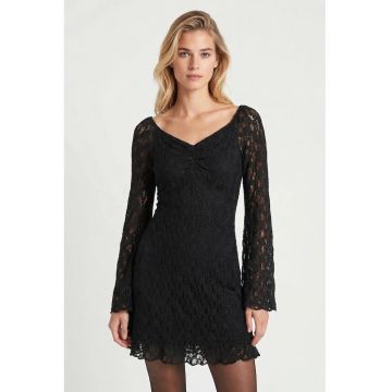 Rochie Midi Happiness Istanbul - eleganta - dantela - poliester/elastan - Negru