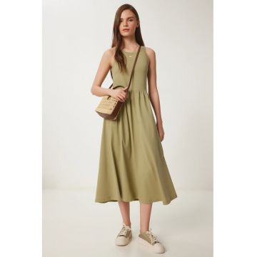 Rochie Midi - Happiness Istanbul - kaki - bumbac