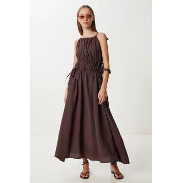 Rochie midi Happiness Istanbul - modal/poliester - maro