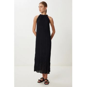 Rochie midi - Happiness Istanbul - texturata - neagra - bumbac/elastan