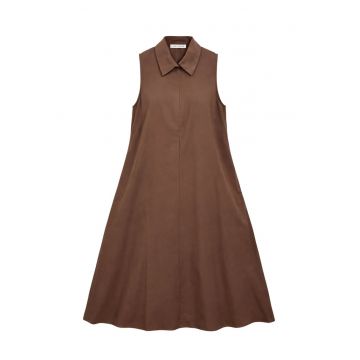 Rochie midi  maro - bumbac si poliester