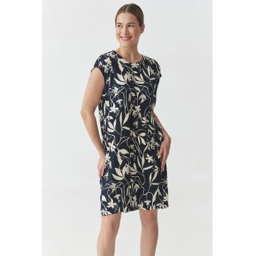 Rochie mini cu model floral Zimona 1 - Alb/Bleumarin