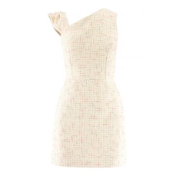 Rochie mini de in cu funda in lateral - Roz/Crem