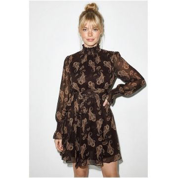 Rochie mini  poliester - maro