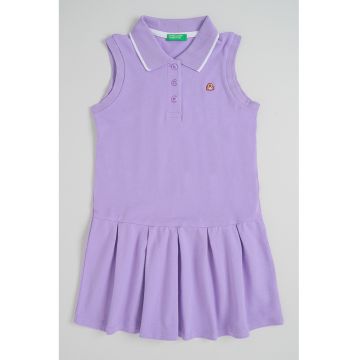 Rochie polo cu fenta cu nasturi - Lila deschis