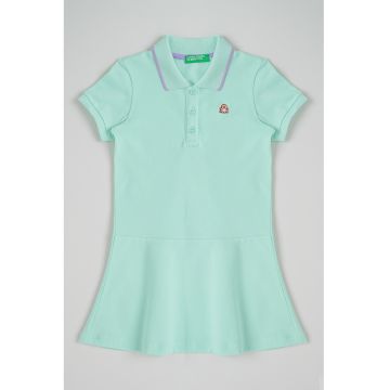 Rochie polo cu fenta cu nasturi - Verde menta