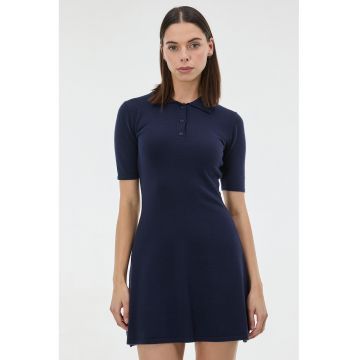 Rochie polo tricotata - Albastru ultramarin