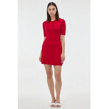 Rochie polo tricotata - Rosu