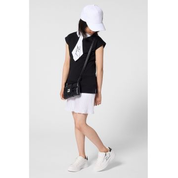 Rochie scurta cu guler - Negru/Alb optic