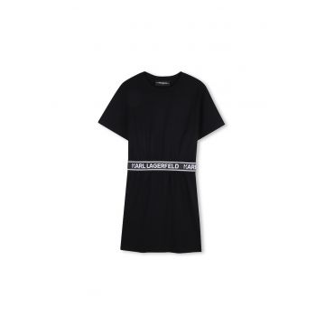 Rochie scurta din amestec de bumbac cu logo - Negru