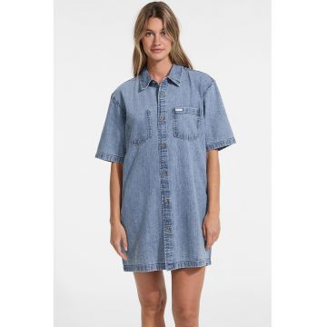 Rochie scurta din denim - Albastru prafuit