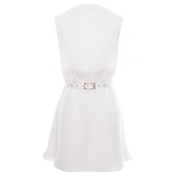 Rochie scurta in A din vascoza - Alb