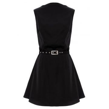 Rochie scurta in A din vascoza - Negru