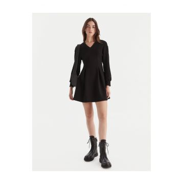 Rochie tricotata -  neagra - 56% poliamida