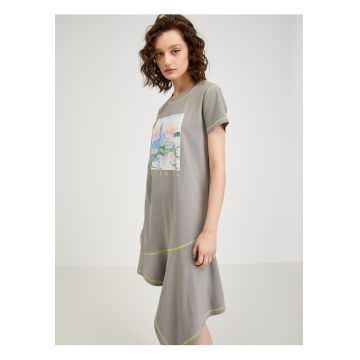 Rochie asimetrica cu print