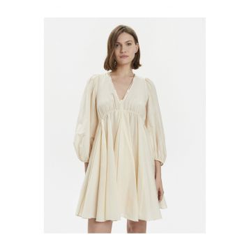 Rochie casual -  bumbac - ecru -