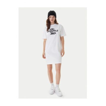 Rochie casual -  bumbac organic - alb