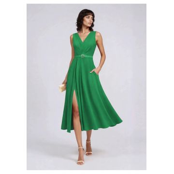 Rochie cocktail midi cu drapaje Amavi - Verde deschis