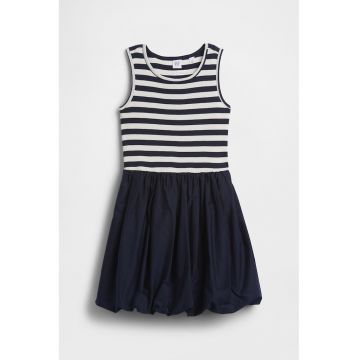 Rochie combi cu dungi - Bleumarin