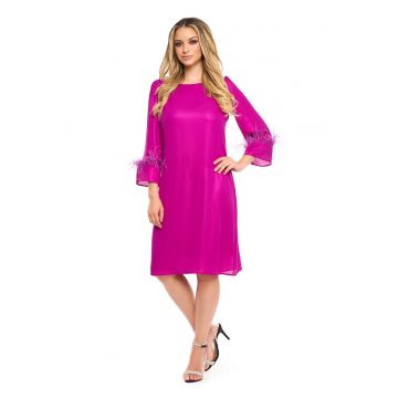 Rochie cu decolteu rotund Paris - Fucsia