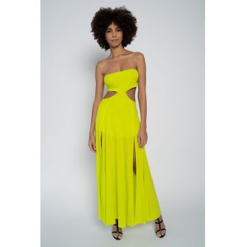 Rochie cu decupaj in talie Gloria - Galben neon