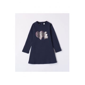 Rochie cu imprimeu paiete pentru fetite -  0.7239 - Bleumarin