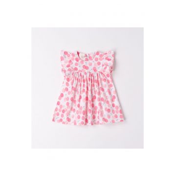 Rochie cu imprimeu pentru fete nou nascut -  4.6637 - Alb/Coral