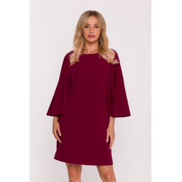 Rochie cu maneci liliac - maro - Visiniu