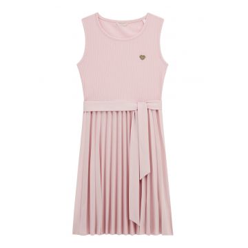 Rochie cu pliuri - fara maneci - Roz prafuit