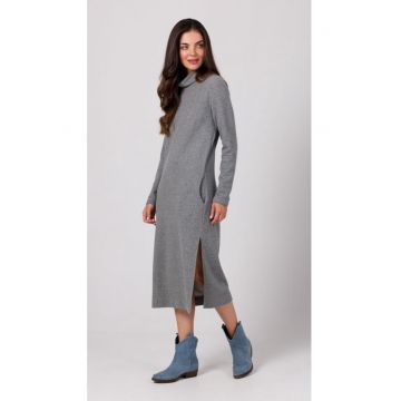 Rochie cu tiv jumatate-zip - gri - Gri