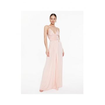 Rochie de seara -  Cupro - roz - fermoar -