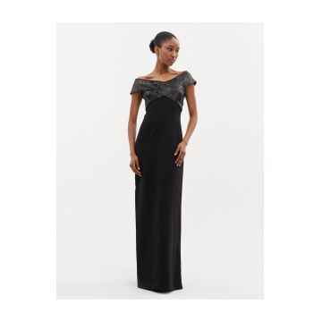 Rochie de seara -  neagra - poliester - fermoar -