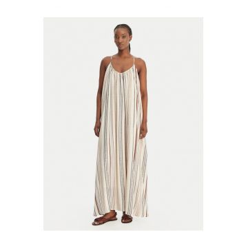 Rochie de vara -  eleganta - dungi - ecru - poliester