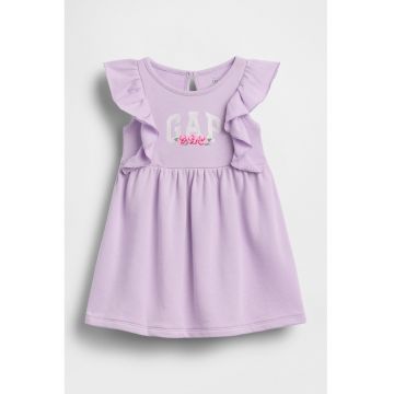 Rochie din amestec de bumbac cu logo - Lila