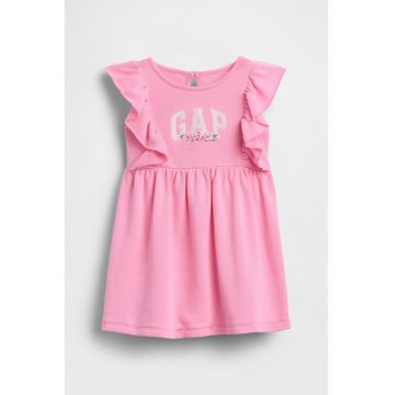 Rochie din amestec de bumbac cu logo - Roz
