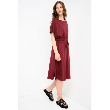 Rochie din amestec de modal cu talie ajustabila - Visiniu