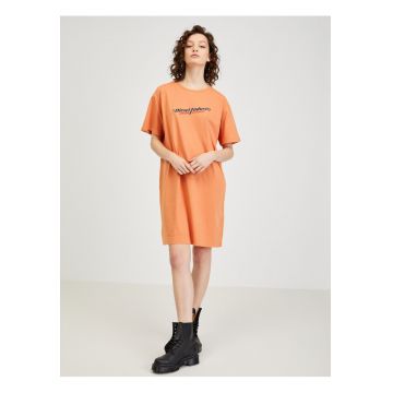 Rochie din bumbac cu imprimeu text