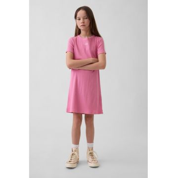 Rochie din bumbac cu logo - Roz aprins
