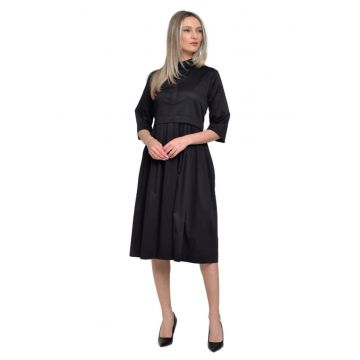 Rochie din bumbac cu pliuri si buzunare laterale Oprah