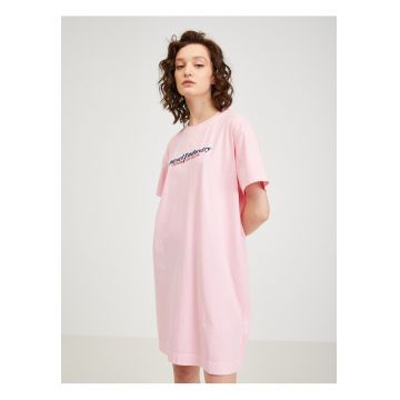 Rochie din bumbac lejera cu imprimeu text