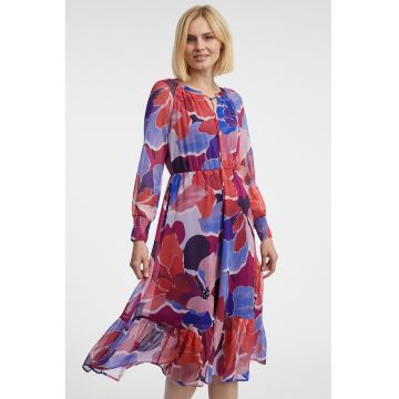 Rochie din sifon cu imprimeu - Multicolor