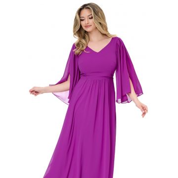 Rochie din sifon cu maneci evazate Monasque - Roz fandango