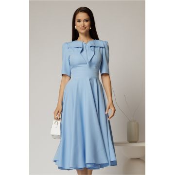 Rochie DY Fashion bleu cu guler amplu si detaliu inima