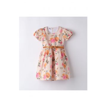 Rochie eleganta cu imprimeu floral pentru fete -  4.8320 - Portocaliu