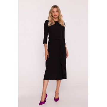 Rochie eleganta cu volan decorativ - negru - Negru